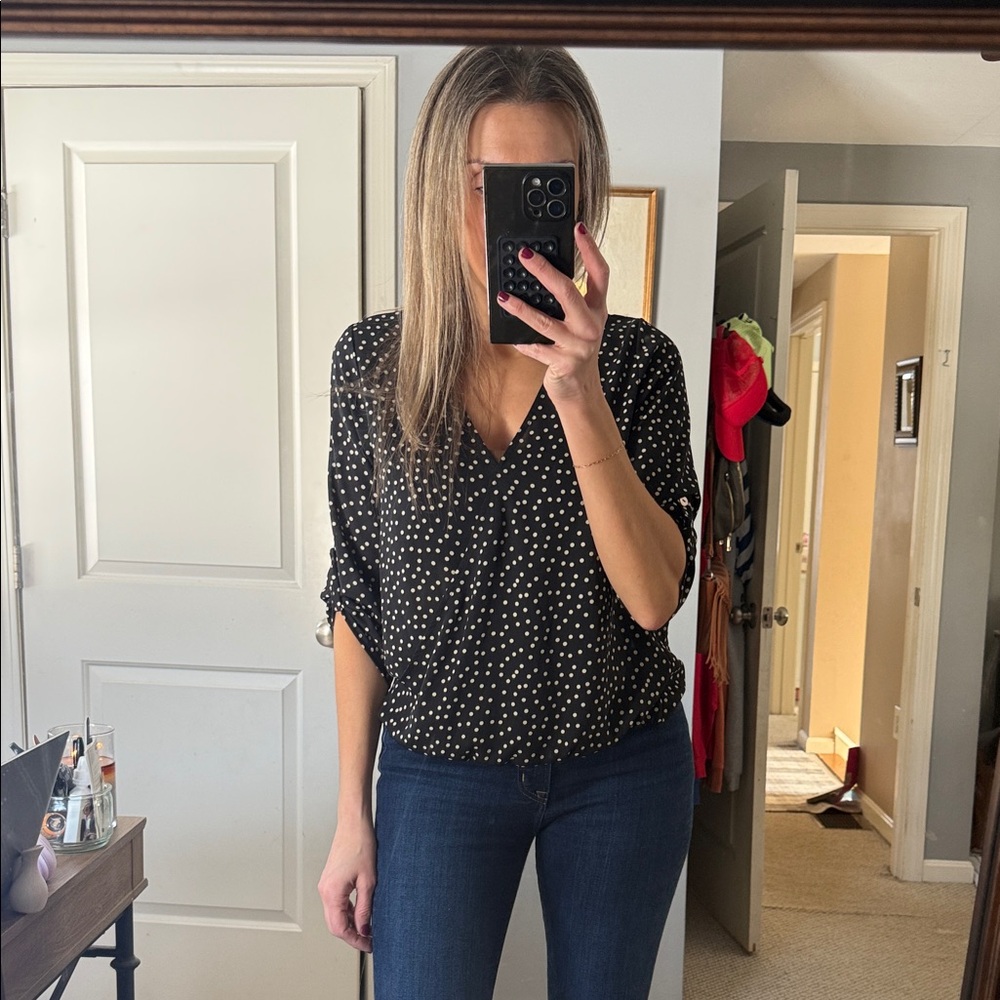 West Kei Black and White Polka Dot Blouse